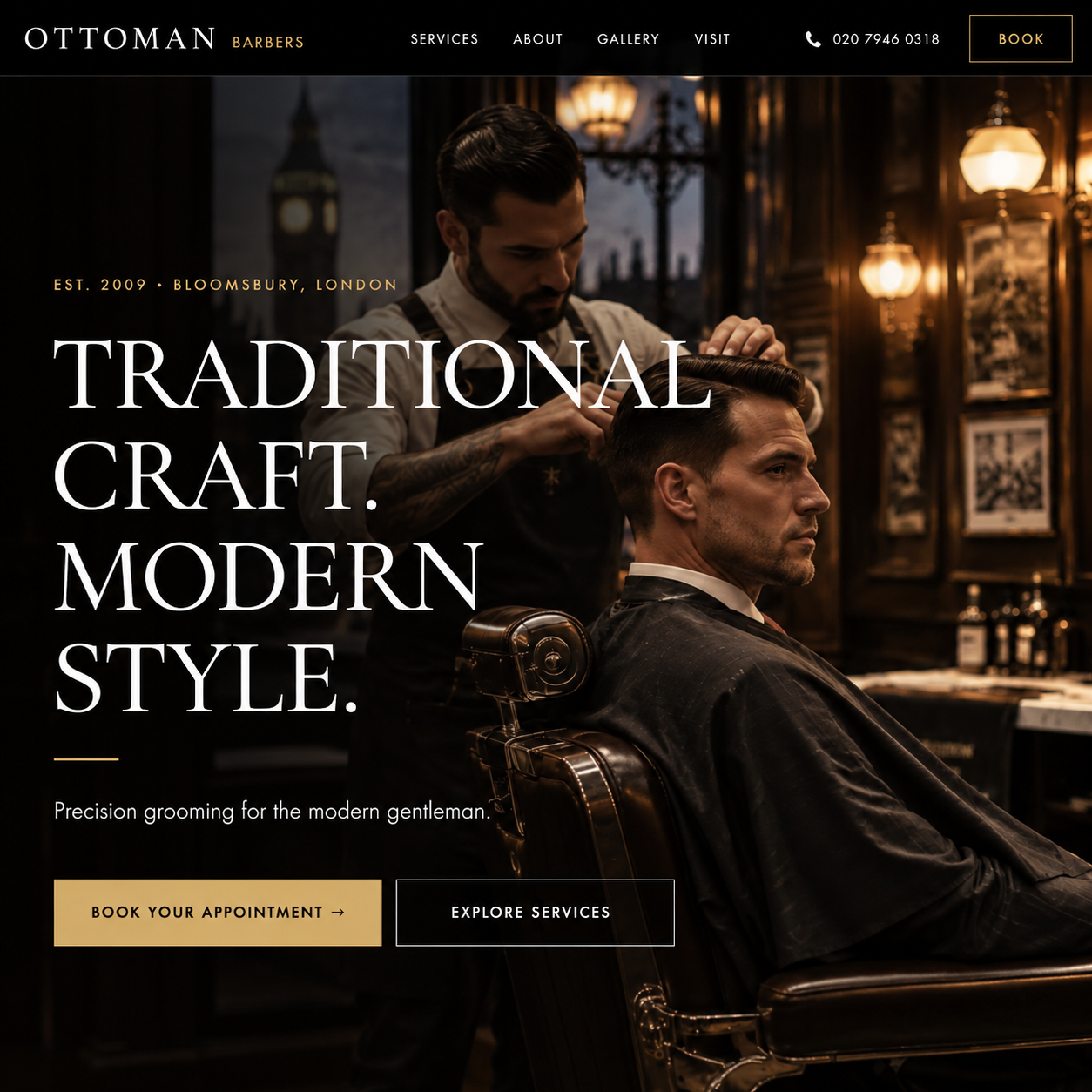 Ottoman Barbers — Barbershop website designed by LD Smart Web